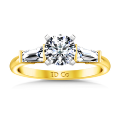 Three Stone Engagement Ring Prong Channel Set Tappered Baguette 14K Yellow Gold