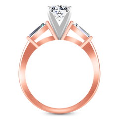 Three Stone Engagement Ring Prong Channel Set Tappered Baguette 14K Rose Gold