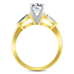 Three Stone Engagement Ring Prong Channel Set Tappered Baguette 14K Yellow Gold