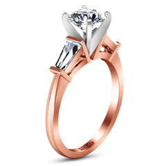 Three Stone Engagement Ring Prong Channel Set Tappered Baguette 14K Rose Gold