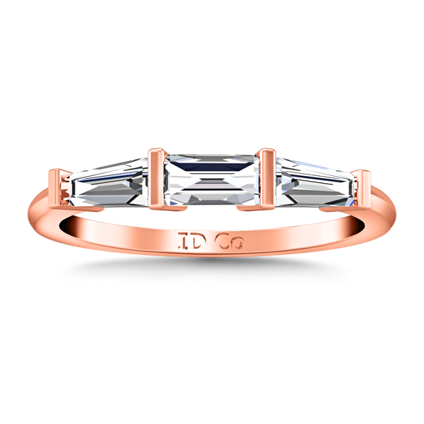 Diamond Wedding Band Prong Channel Set Tappered Baguette 0.38 Cts 14K Rose Gold