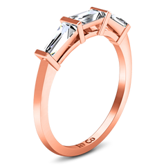 Diamond Wedding Band Prong Channel Set Tappered Baguette 0.38 Cts 14K Rose Gold
