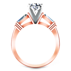 Three Stone Engagement Ring Structural Tapered Baguette 14K Rose Gold