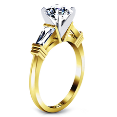Three Stone Engagement Ring Structural Tapered Baguette 14K Yellow Gold