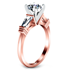 Three Stone Engagement Ring Structural Tapered Baguette 14K Rose Gold