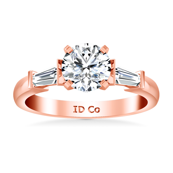 Pave Engagement Ring Classic Baguette 14K Rose Gold