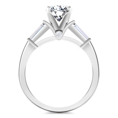 Pave Engagement Ring Classic Baguette 14K White Gold