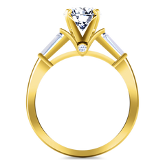Pave Engagement Ring Classic Baguette 14K Yellow Gold