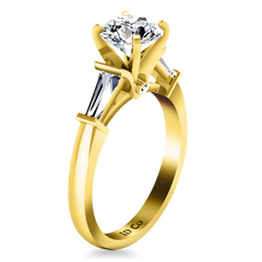 Pave Engagement Ring Classic Baguette 14K Yellow Gold