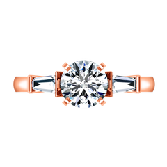 Pave Engagement Ring Classic Baguette 14K Rose Gold