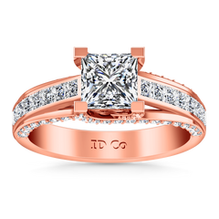 Pave Princess Cut Engagement Ring Isabella 14K Rose Gold