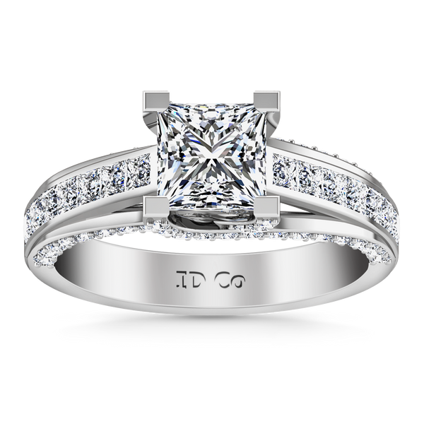 Pave Princess Cut Engagement Ring Isabella 14K White Gold