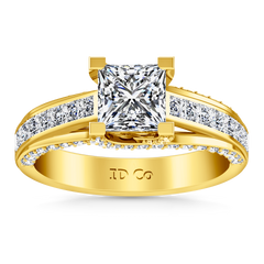 Pave Princess Cut Engagement Ring Isabella 14K Yellow Gold