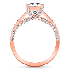 Pave Princess Cut Engagement Ring Isabella 14K Rose Gold