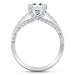 Pave Princess Cut Engagement Ring Isabella 14K White Gold