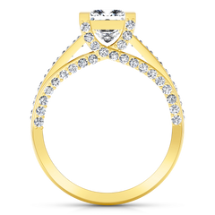 Pave Princess Cut Engagement Ring Isabella 14K Yellow Gold