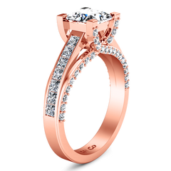 Pave Princess Cut Engagement Ring Isabella 14K Rose Gold