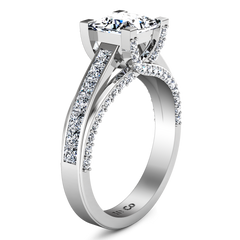 Pave Princess Cut Engagement Ring Isabella 14K White Gold