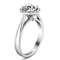 Halo Engagement Ring Soleil 14K White Gold