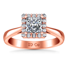 Halo Princess Cut Engagement Ring Lumiere 14K Rose Gold
