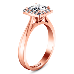 Halo Princess Cut Engagement Ring Lumiere 14K Rose Gold