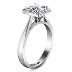 Halo Princess Cut Engagement Ring Lumiere 14K White Gold