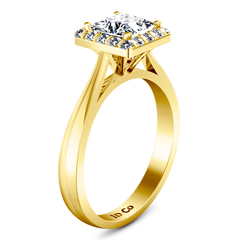 Halo Princess Cut Engagement Ring Lumiere 14K Yellow Gold