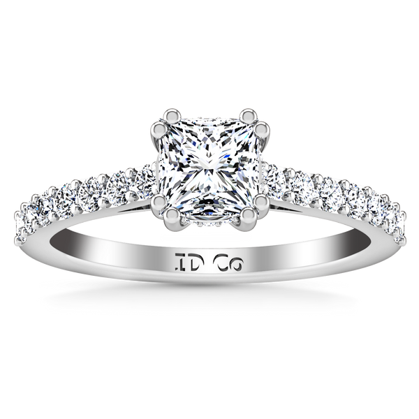 Pave Princess Cut Engagement Ring Jasmine 14K White Gold