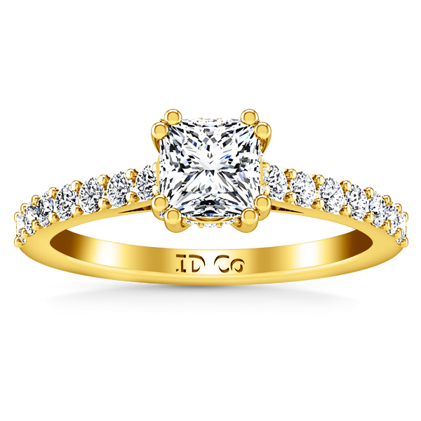 Pave Princess Cut Engagement Ring Jasmine 14K Yellow Gold