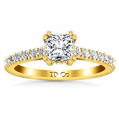 Pave Princess Cut Engagement Ring Jasmine 14K Yellow Gold