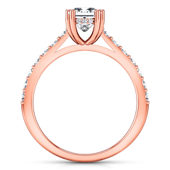 Pave Princess Cut Engagement Ring Jasmine 14K Rose Gold