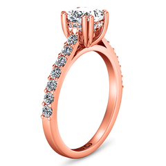 Pave Princess Cut Engagement Ring Jasmine 14K Rose Gold