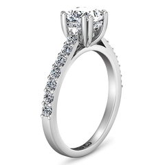 Pave Princess Cut Engagement Ring Jasmine 14K White Gold