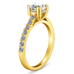 Pave Princess Cut Engagement Ring Jasmine 14K Yellow Gold