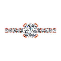 Pave Princess Cut Engagement Ring Jasmine 14K Rose Gold