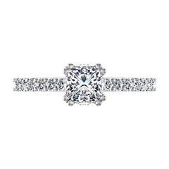 Pave Princess Cut Engagement Ring Jasmine 14K White Gold