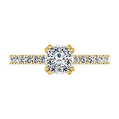 Pave Princess Cut Engagement Ring Jasmine 14K Yellow Gold