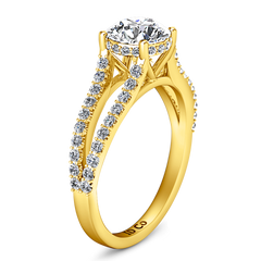 Pave Engagement Ring Fantasia 14K Yellow Gold