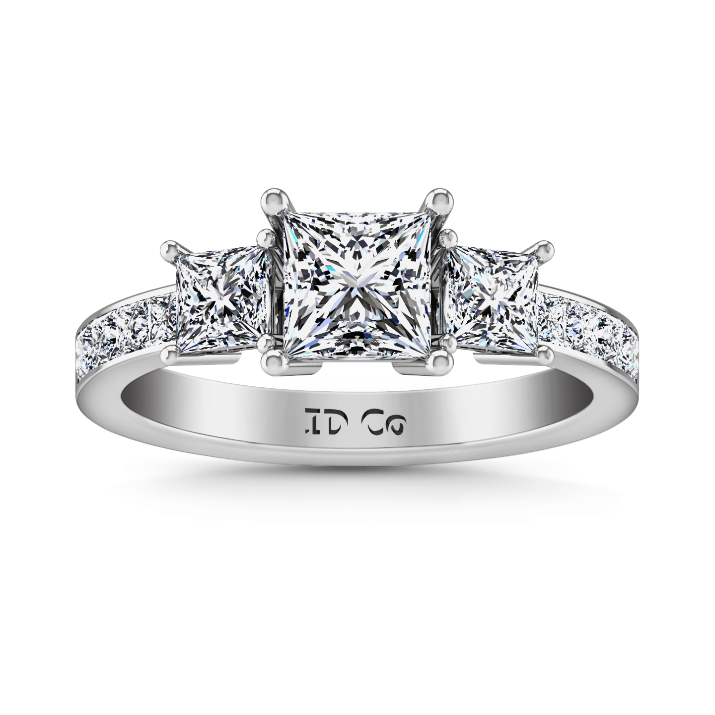 White gold three discount stone ring
