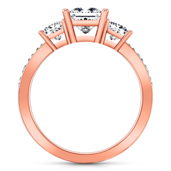 Three Stone Princess Cut Engagement Ring Rebecca 14K Rose Gold