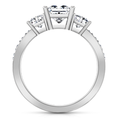 Three Stone Princess Cut Engagement Ring Rebecca 14K White Gold