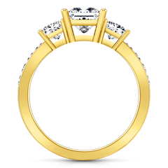 Three Stone Princess Cut Engagement Ring Rebecca 14K Yellow Gold
