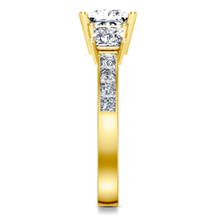 Three Stone Princess Cut Engagement Ring Rebecca 14K Yellow Gold