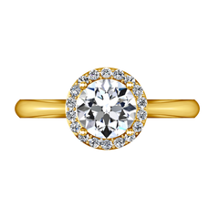 Halo  Engagement Ring Etoile 14K Yellow Gold