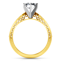 Pave Engagement Ring Arabesque 14K Yellow Gold