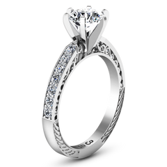 Pave Engagement Ring Arabesque 14K White Gold