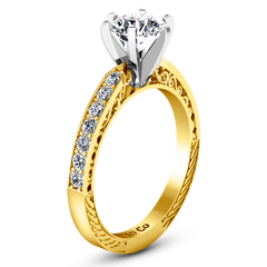 Pave Engagement Ring Arabesque 14K Yellow Gold