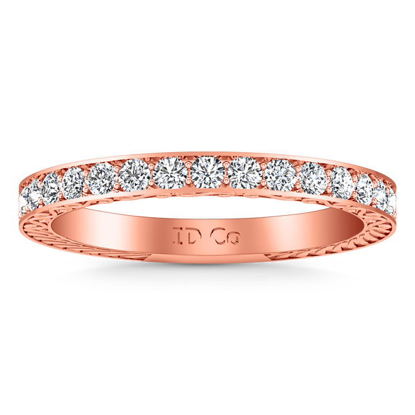 Diamond Wedding Band Arabesque 0.36 Cts 14K Rose Gold