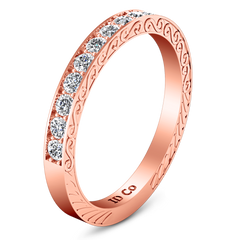 Diamond Wedding Band Arabesque 0.36 Cts 14K Rose Gold