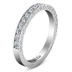 Diamond Wedding Band Arabesque 0.36 Cts 14K White Gold